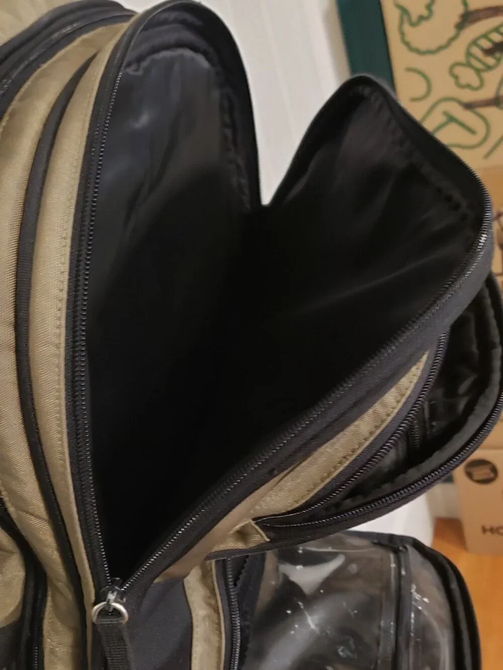 Catini Diaper Bag Backpack Tan Black Multi Pocket Travel